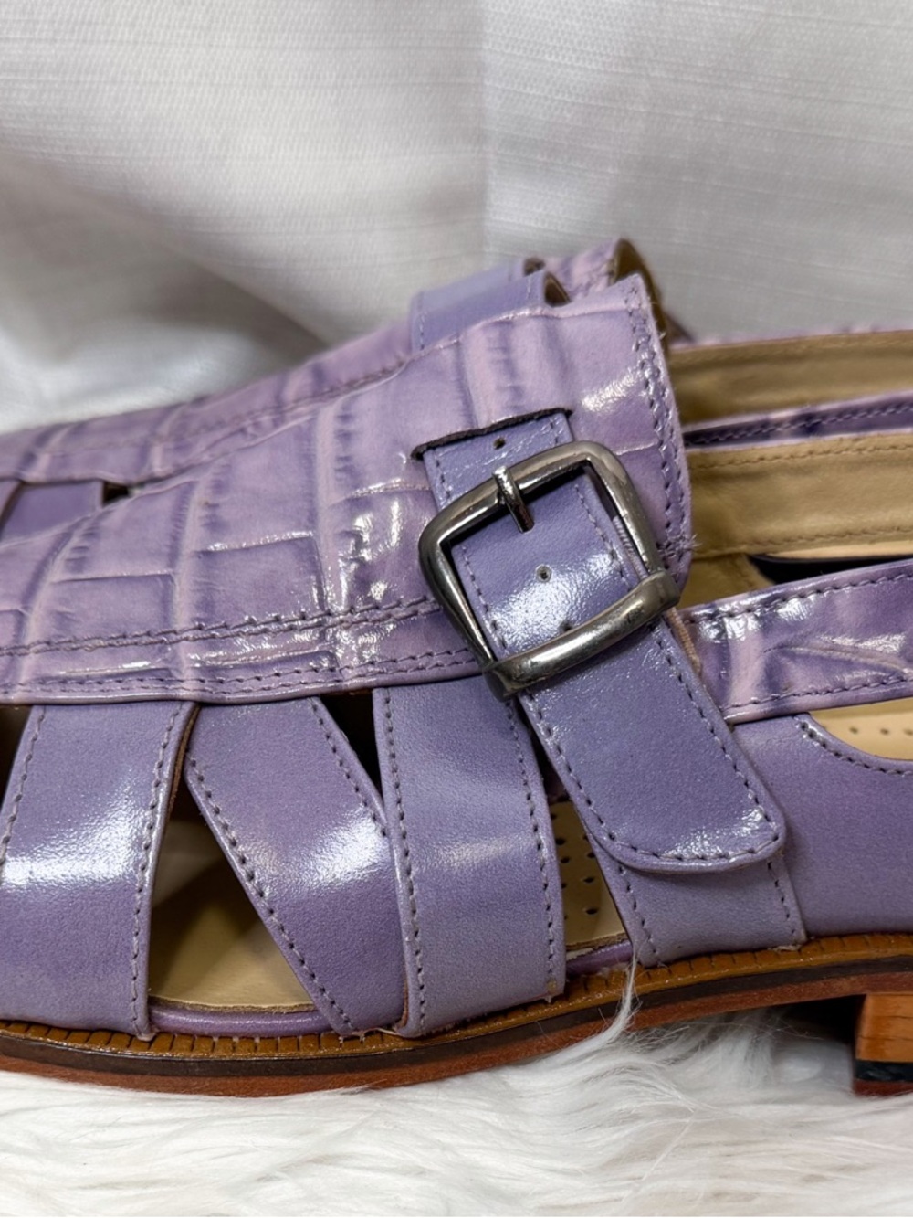 Giorgio Brutini Purple Leather Croc Fisherman Sandals Men’s 10 - Picture 3 of 8